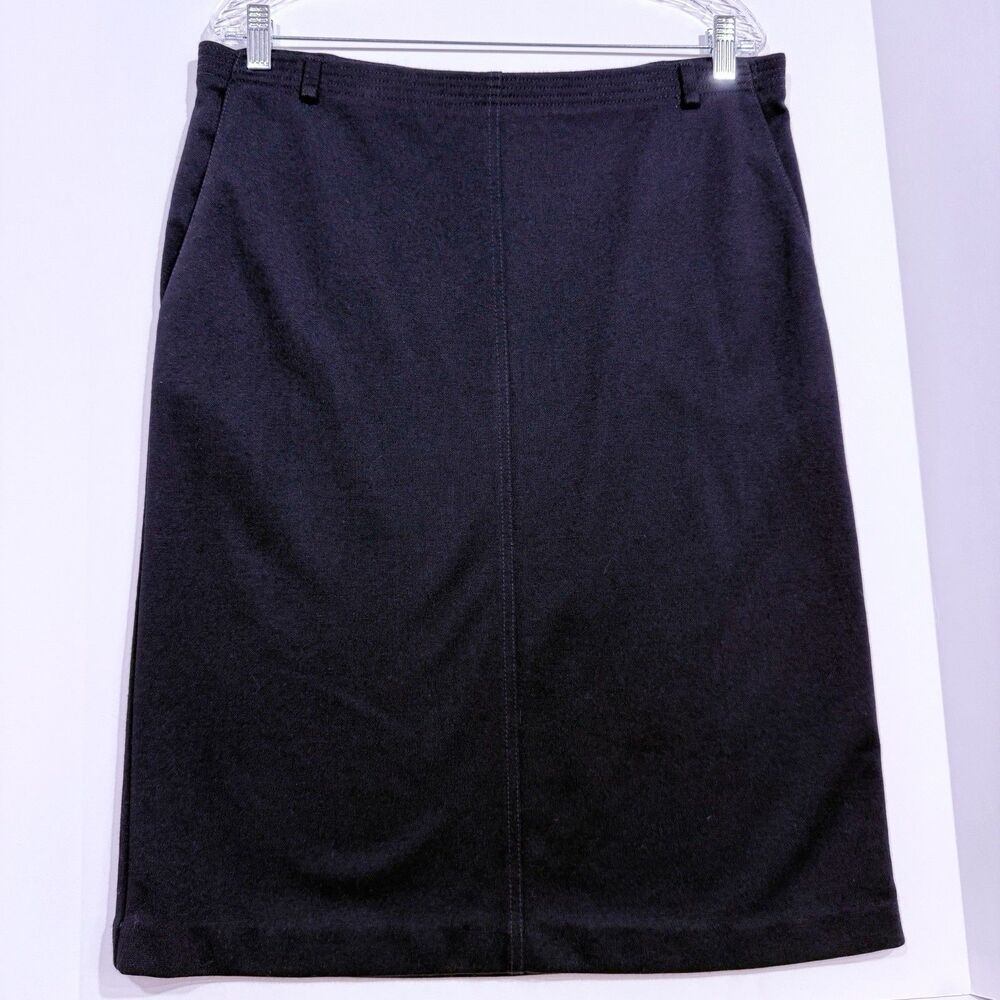 Alfred Dunner Midi Pencil Skirt Women's 10 Black Classic Pull On